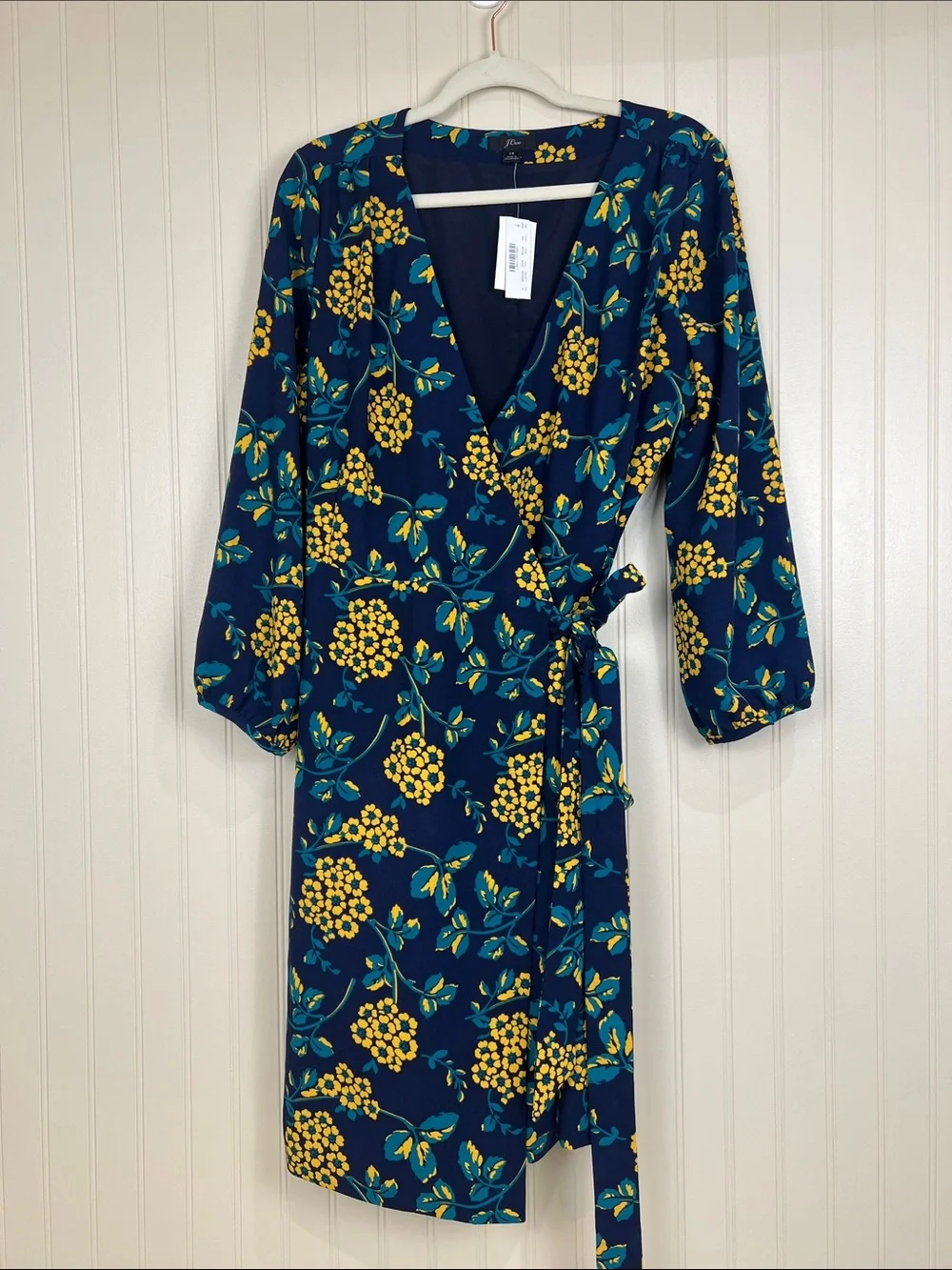 NWT J. Crew 365 Golden Floral Crepe Wrap Dress Preppy Classic Womens 14